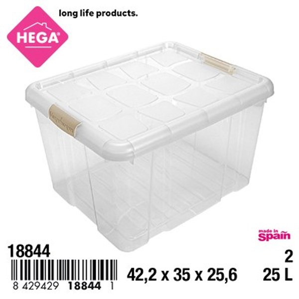 Caja n°2 new box con cierres 25 l transp acc beige