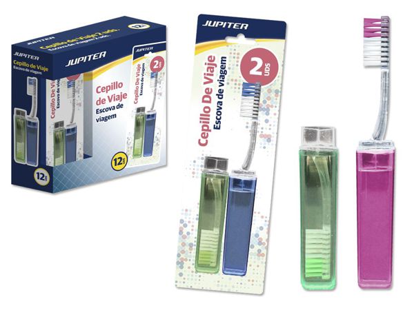 Cepillo dientes jupiter plegable viaje adulto 2 ud