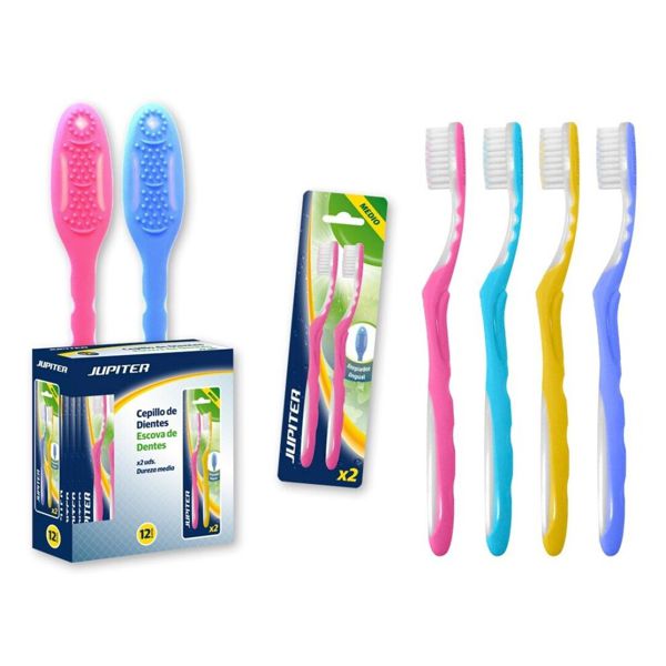 Cepillo de dientes jupiter adulto neon 2 uds