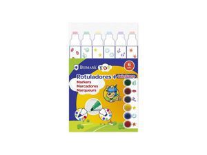 Rotuladores doble punta c/ sello set 6 colores