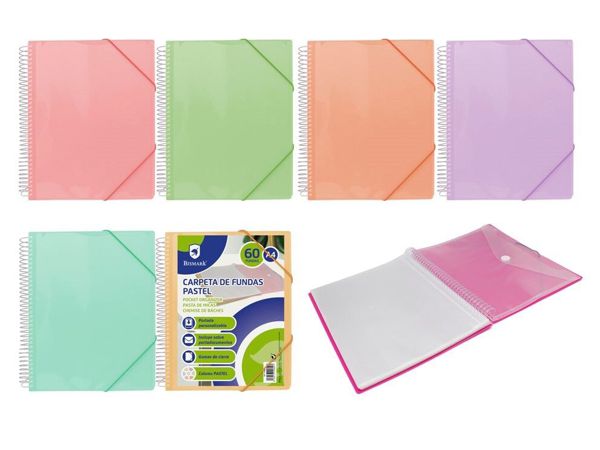 Pp bismark carpeta espiral 60 fundas pastel