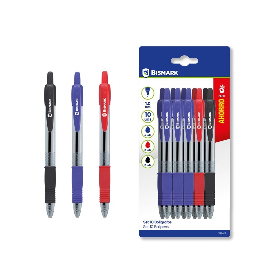 Bismark soft grip boligrafo pack 10 unidades