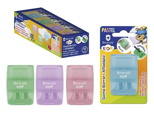 Goma borrar + afilalapiz doble pastel box