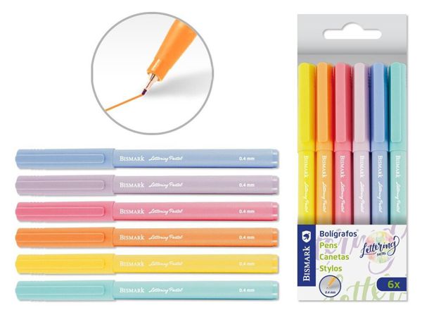 Set 6 boligrafos lettering pastel 0.4 mm
