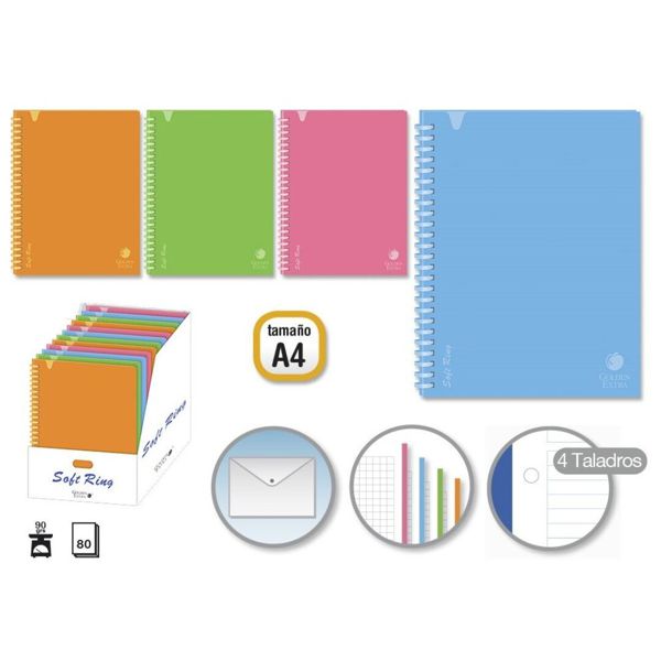 Cuaderno t.p soft ring a4.80 h.90g