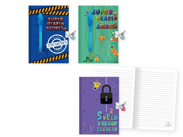 Diario candado boligrafo invisible agente secreto