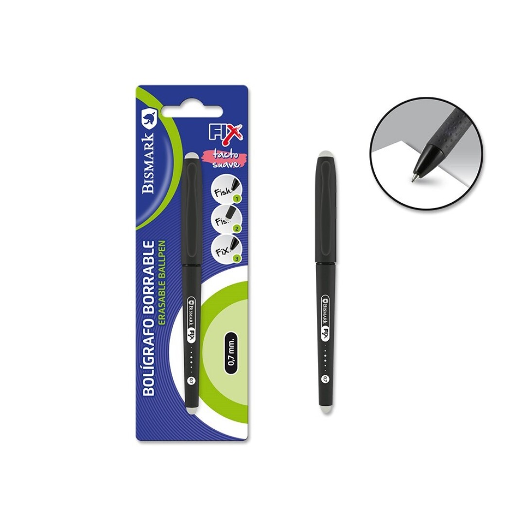 Boligrafo bismark borrable soft c/cap negro bl1.