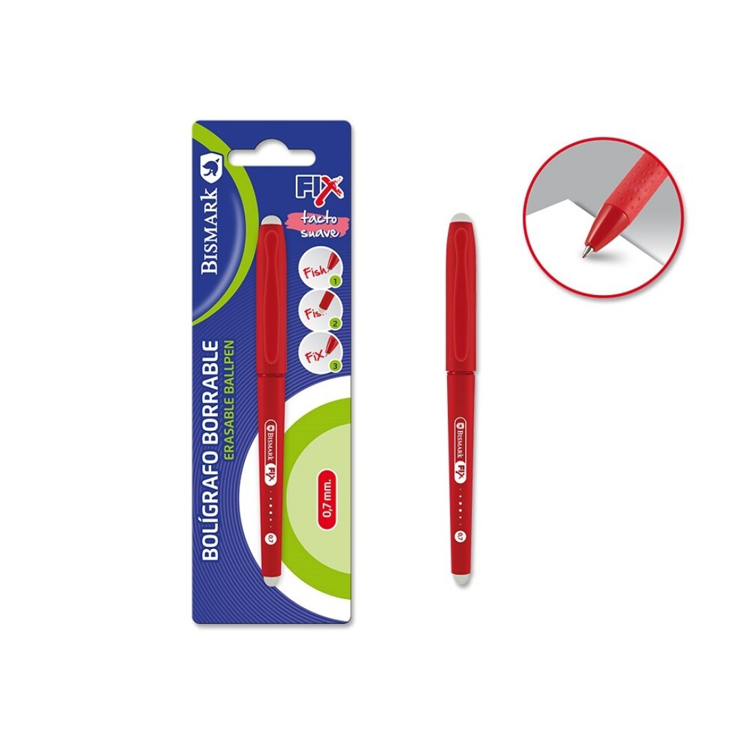 Boligrafo bismark borrable soft c/cap rojo bl1.