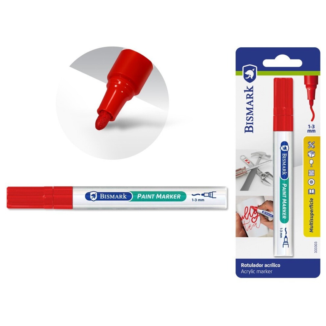 Rotulador pintura acrilica 1-3mm rojo