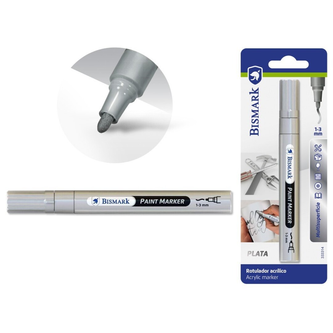 Rotulador pintura acrilica 1-3mm plata