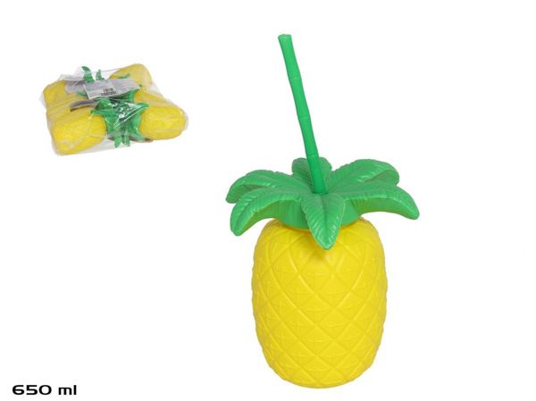 Vaso piña 650ml c/ cañita