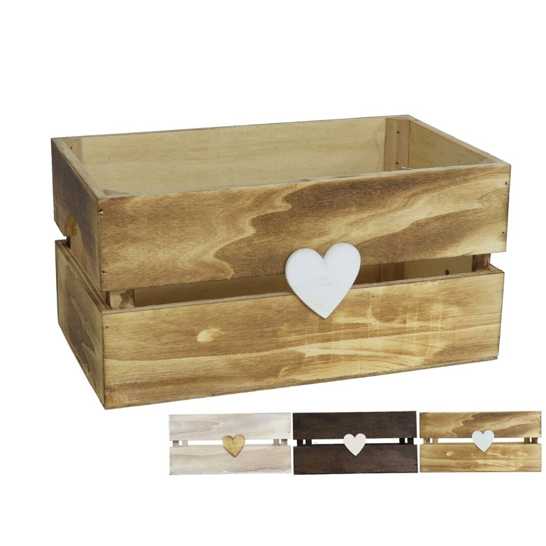 Caja madera 3 col surt corazon 26x16x13cn
