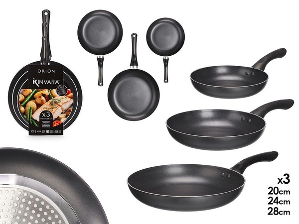 Set 3 sartenes aluminio negro
