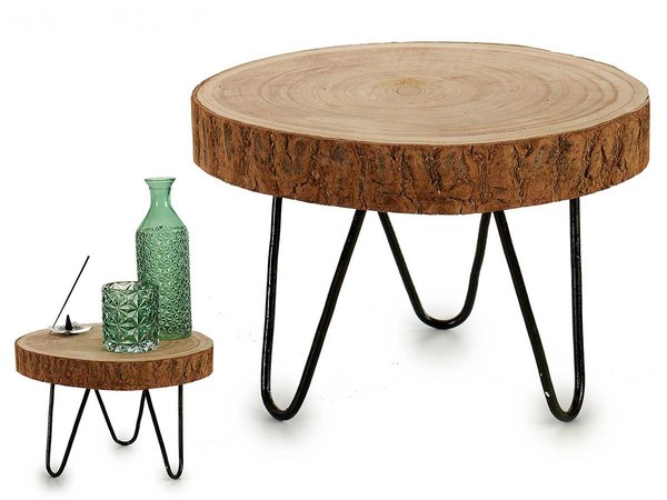 Mesa madera patas acero diam28 h20cm