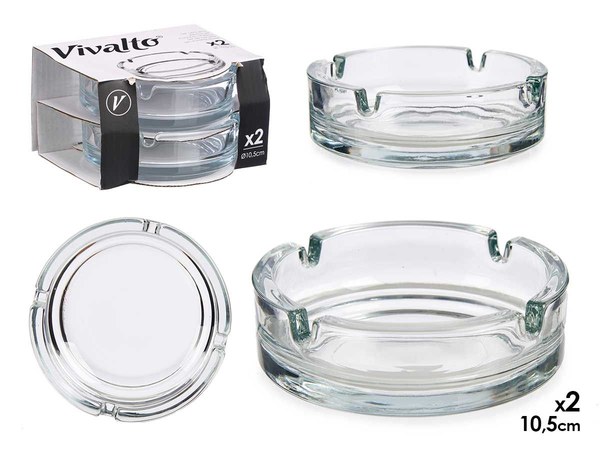 Set 2 cenicero vidrio grande 10,5cm