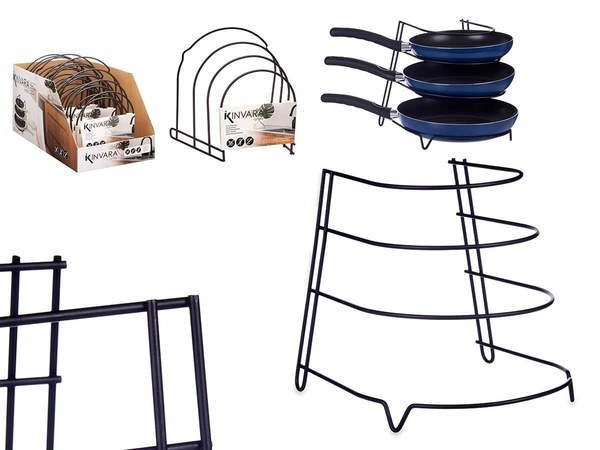 Soporte negro metal 3 sartenes