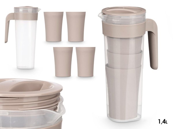 Set jarra 4 vasos taupe 1,4l
