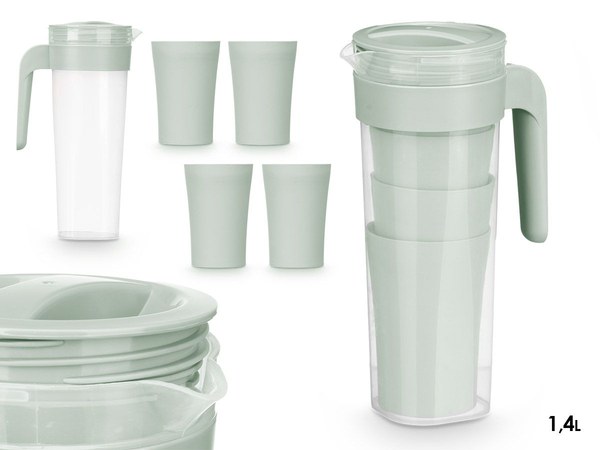Set jarra 4 vasos verde 1,4l