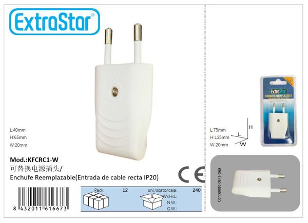 Enchufe plano 10a/250 blanco