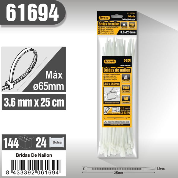 Bridas de nailon 3.6x250mm