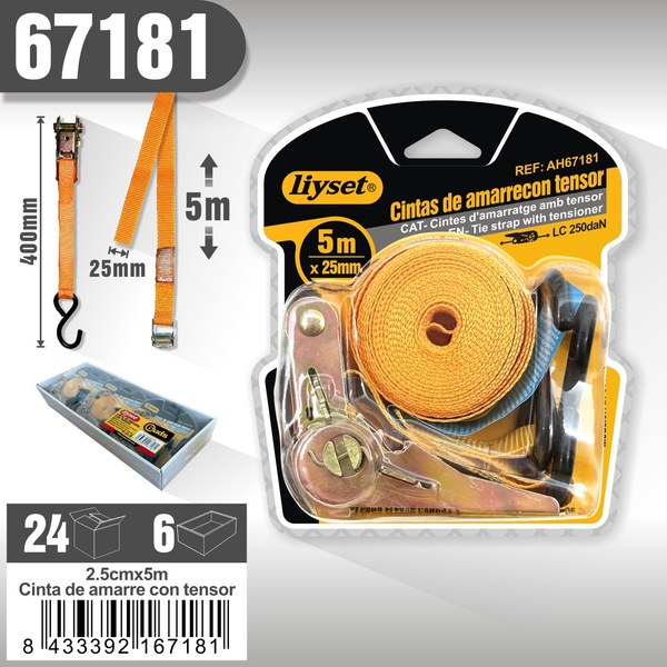 Cinta de amarre con ,tensor ah-003b 1pcs2s 2.5cm*5m)