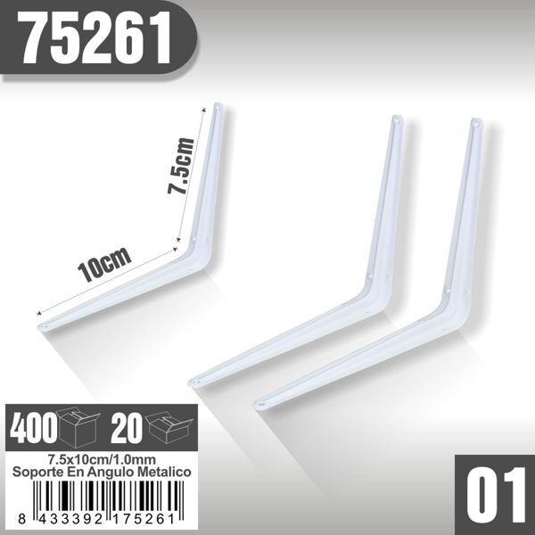 Soporte en angulo metalico ylzc-02-34 7.510cm/1.0mm