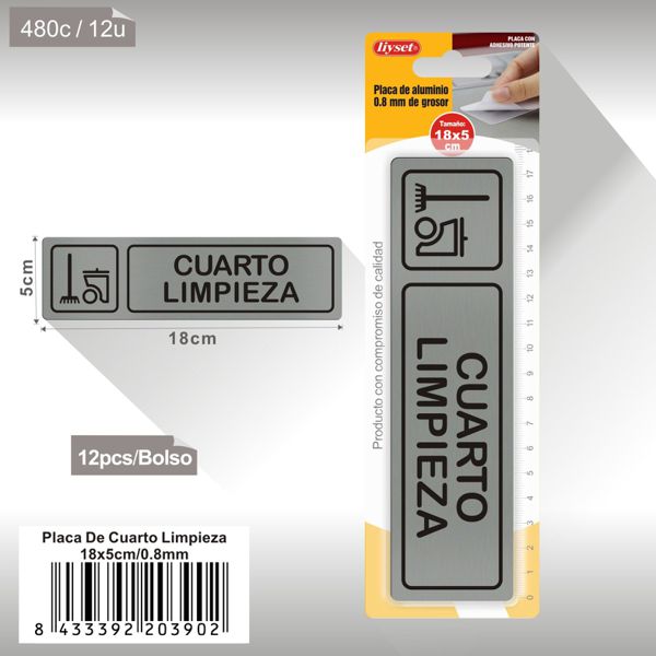 Placa de cuarto limpieza +18x5cm/0.8mm