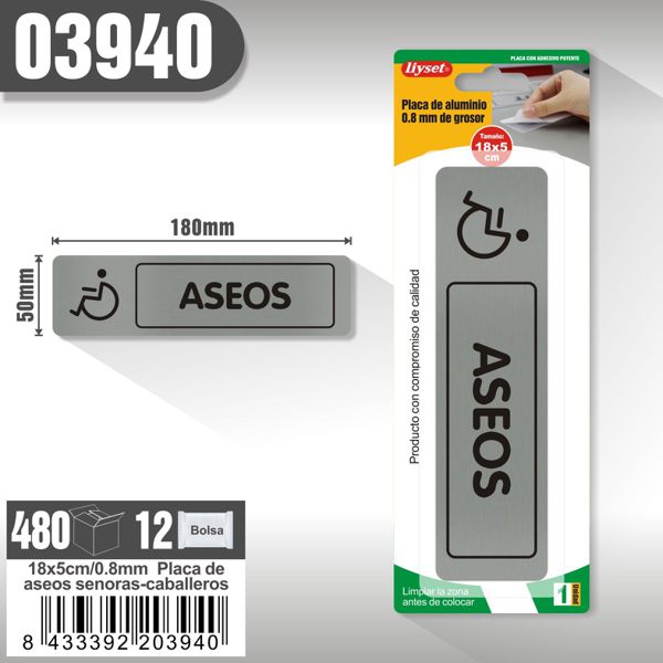Placa de aseos minusvlidos +18x5cm/0.8mm