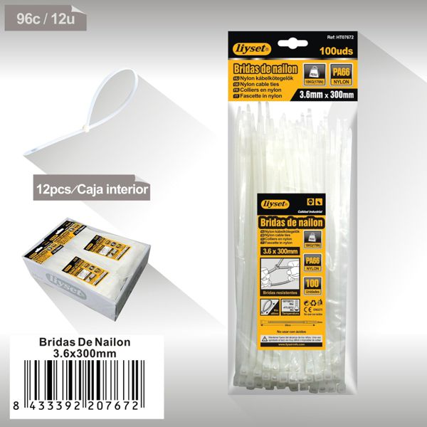 Bridas nylon blanca 3.6x300mm