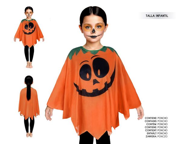 Poncho 65cm infantil calabaza