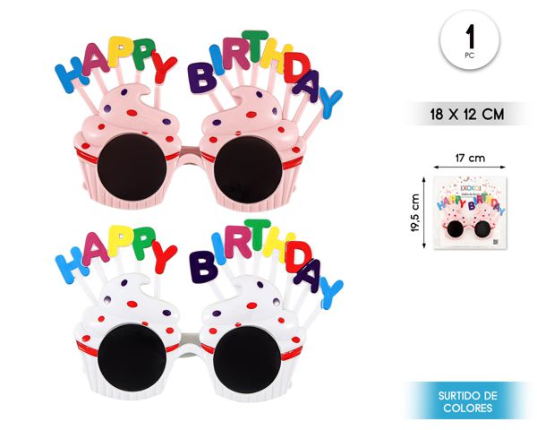 Gafas happy birthday cupcake