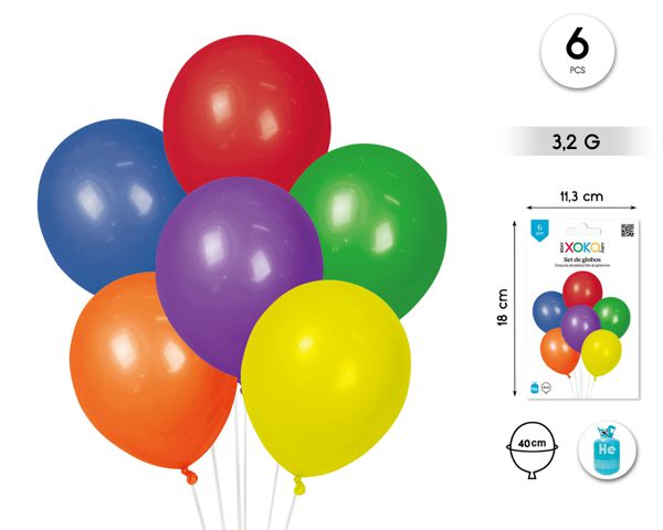 Globos latex 3.2g 6pc color surt