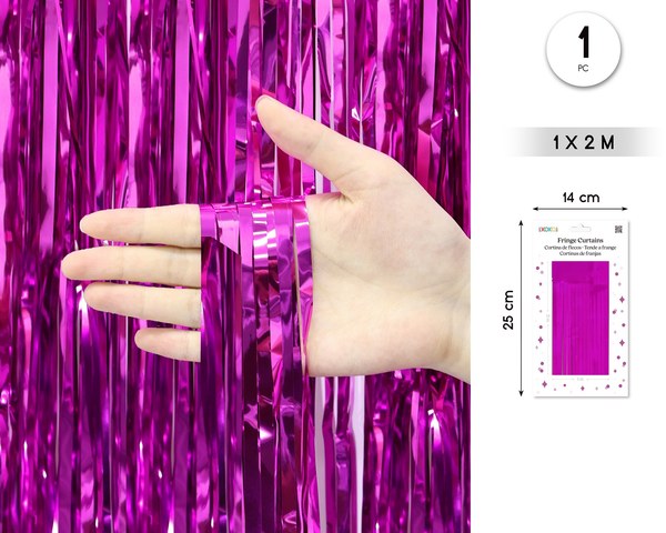Cortina de flecos 1m*2m fucsia