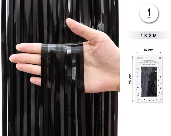 Cortina de flecos 1m*2m negro