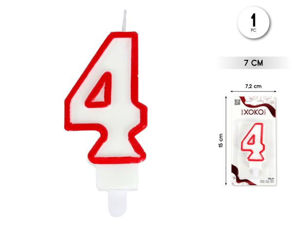 Vela 6cm borde rojo 4