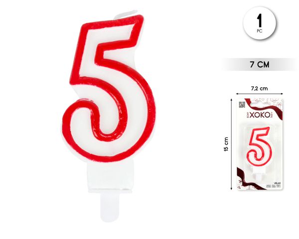 Vela 6cm borde rojo 5