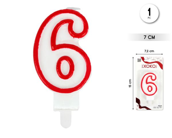 Vela 6cm borde rojo 6