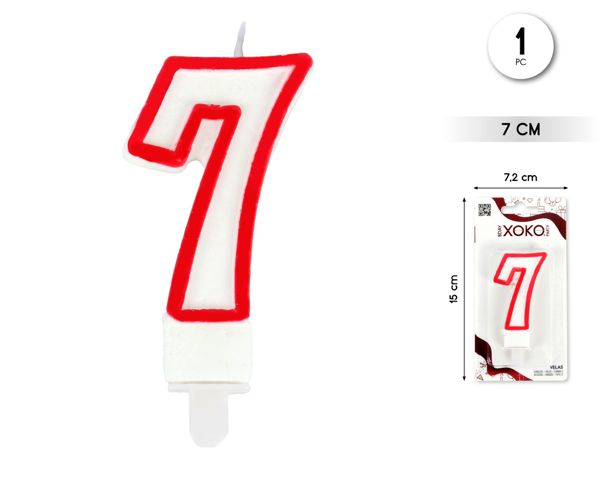 Vela 6cm borde rojo 7