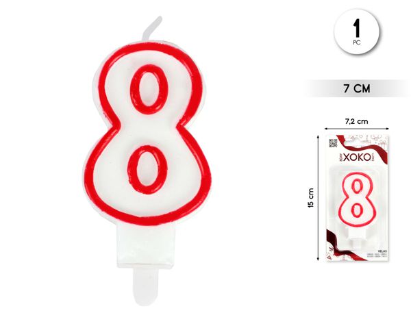 Vela 6cm borde rojo 8