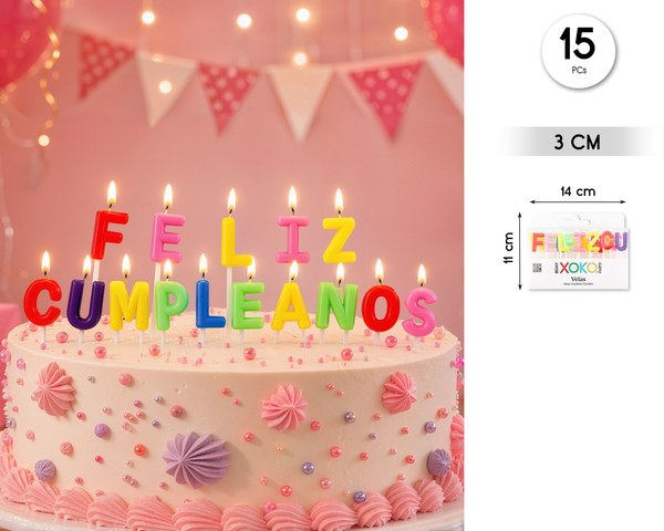 Velas letras feliz cumple fosfo