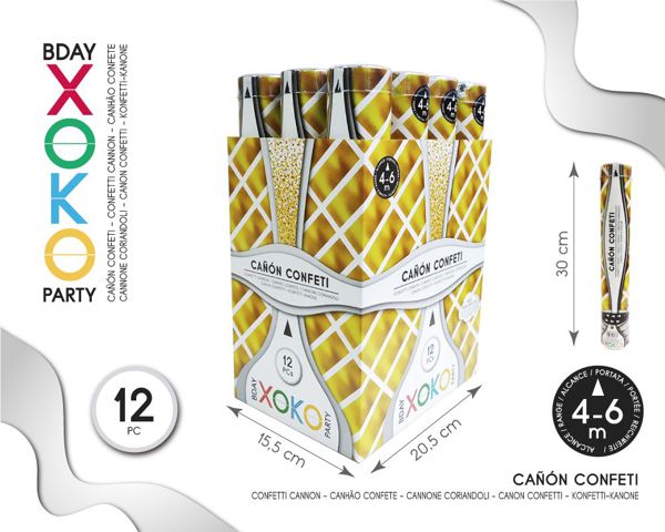 Cañon confetti oro 30cm
