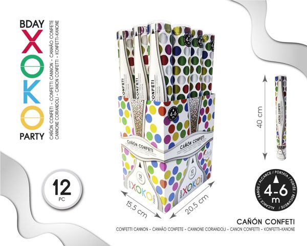 Cañon confetti redondo 40cm