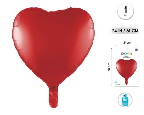 Globo foil corazon 24 pul rojo