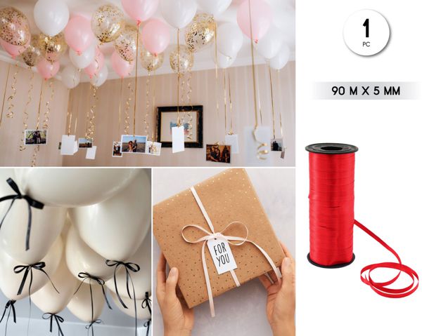 Cinta decorativa globos 90m*5mm rojo