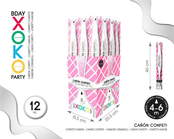 Cañon confetti rosa 40cm
