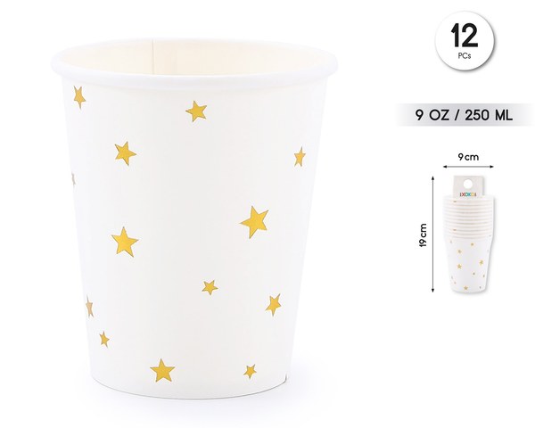 Vaso 9oz/250ml gold star 12pc