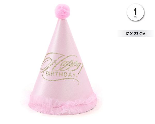 Gorro happy bday rosa 1pc
