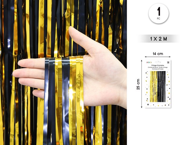 Cortina de flecos 1m*2m oro negro