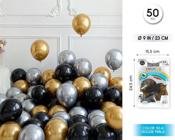 Globos 50pc 1.5g 23cm goldie perla