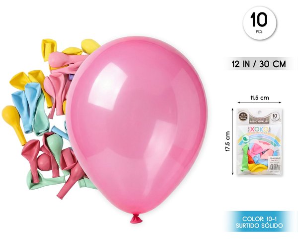 Globos 10pc 2.2g 25cm surtido